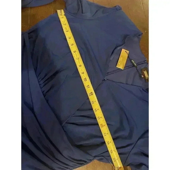 ALEXIA ADMOR Jumpsuit XL 16 18 Royal Blue Wide Leg Flare V Neck Ruched Romper - Picture 7 of 13